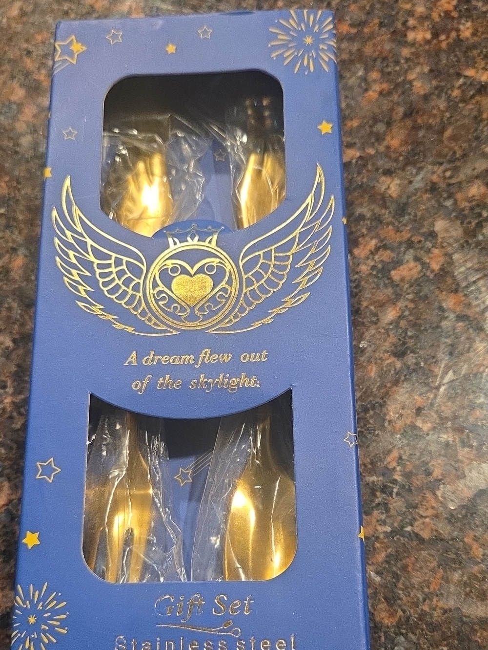Source Unknown Blue and Gold Decorative Cutlery Gift Set